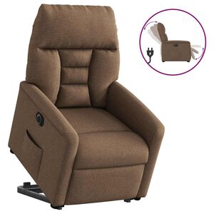 vidaXL Fotoliu electric rabatabil cu ridicare, maro, textil