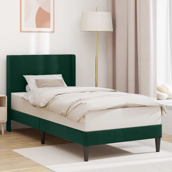 vidaXL Cadru de pat cu headboard Verde &icirc;nchis 80 x 200 cm Catifea