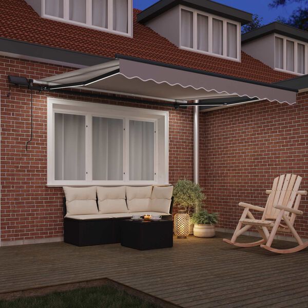 vidaXL Cortina Retractabilă Manual Gri deschis 350 x 250 cm țesătură