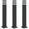 vidaXL Lămpi de podea de exterior, 3 buc., negru, 80 cm, aluminiu