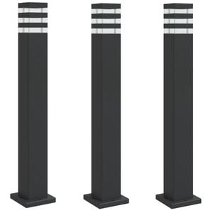 vidaXL Lămpi de podea de exterior, 3 buc., negru, 80 cm, aluminiu