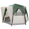 vidaXL Cort cabană pentru 3 persoane Verde și alb 320 x 320 x 203 cm