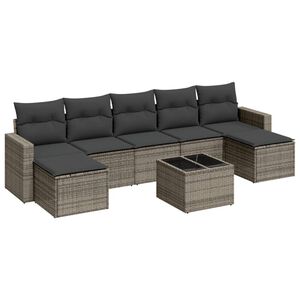 vidaXL Set canapele de grădină cu perne, 8 piese, gri, poliratan