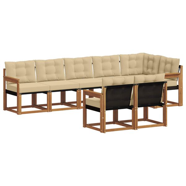 vidaXL Set de canapele de exterior cu pernă 8 pcs Natural și Bej