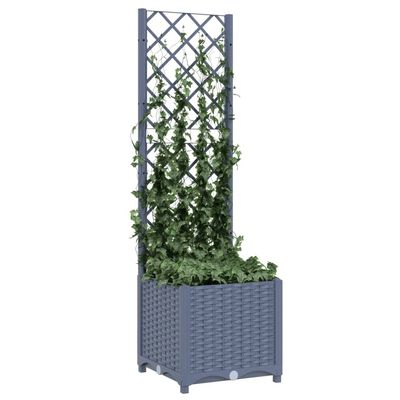 vidaXL Jardinieră de grădină cu spalier,gri închis, 40x40x136 cm, PP