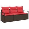 vidaXL Set de canapele pentru grădină 3 pcs Maro și roșu poliratan