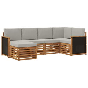 vidaXL Set canapea sectională cu pernă 5 pcs Natural și gri deschis
