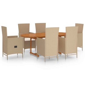 vidaXL Set mobilier de grădină, 7 piese, bej, poliratan