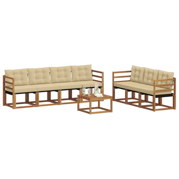 vidaXL Set de canapele de exterior cu pernă 8 pcs Natural și Bej