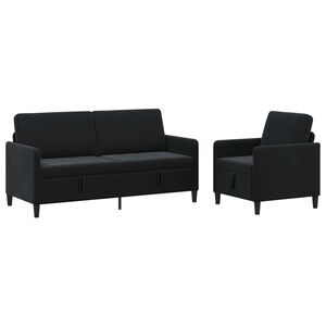 vidaXL Set de canapea cu spațiu de depozitare 2 buc. Negru Poliester