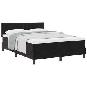 vidaXL Pat cu arcuri cu saltea cu headboard Negru 160 x 200 cm Catifea