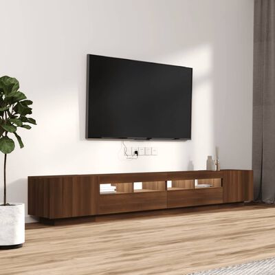 vidaXL Set dulapuri TV cu LED, 3 piese, stejar maro, lemn prelucrat