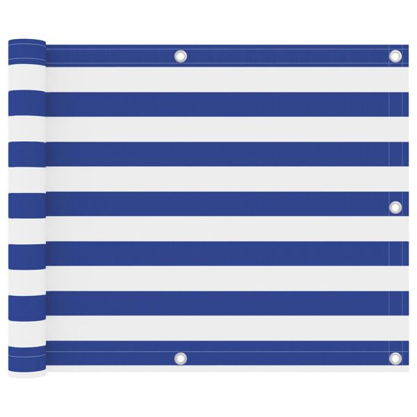 vidaXL Paravan de balcon, alb și albastru, 75 x 600 cm țesătură oxford