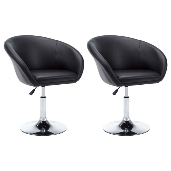 vidaXL Scaune de bucătărie pivotante, 2 buc., negru, piele ecologică