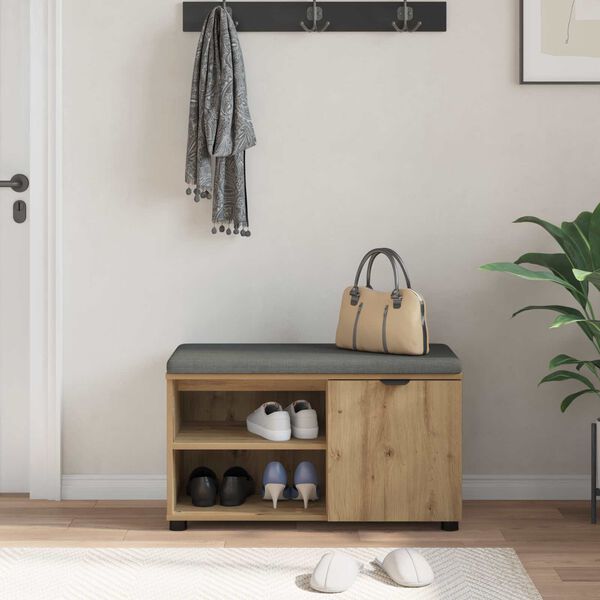 vidaXL Bancă pentru hol cu pernă Stejar Artizanal 80 x 38 x 46 cm