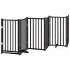 vidaXL Poartă c&acirc;ini pliabilă cu ușă, 6 panouri negru 300 cm, lemn brad