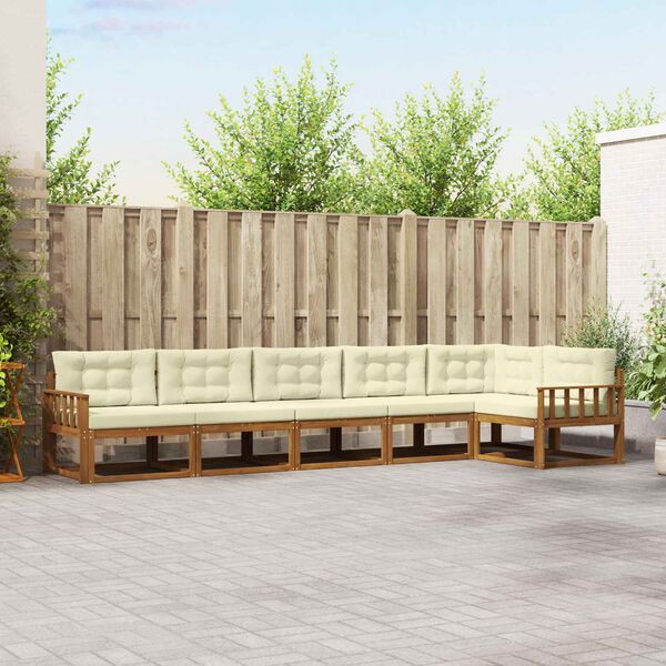 vidaXL Set de canapele de exterior cu pernă 6 pcs Natural și Crem