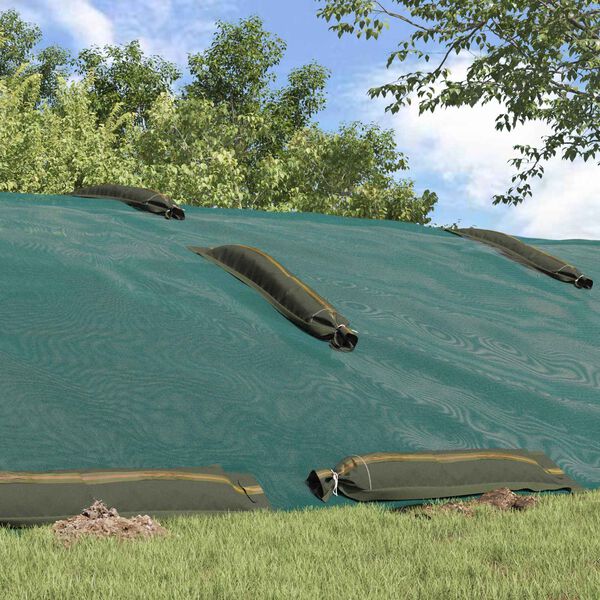 vidaXL Saci cu nisip 10 pcs Verde &icirc;nchis 100 x 25 cm HDPE