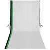 vidaXL Set studio foto cu 3 fundaluri de bumbac, cadru reglabil, 3x6 m