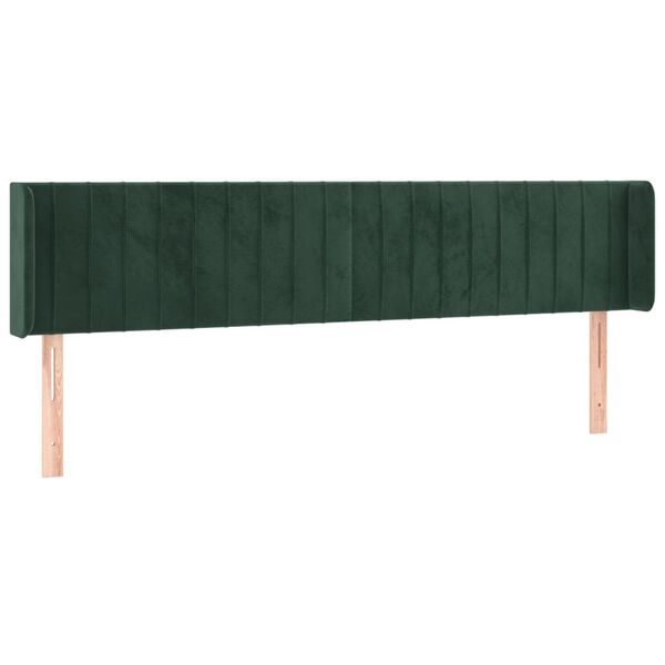vidaXL Tăblie de pat cu LED, verde &icirc;nchis, 163x16x78/88 cm, catifea