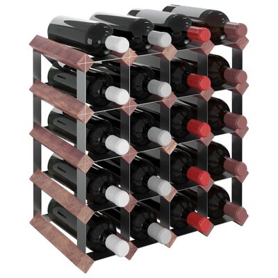 vidaXL Suport sticle de vin, 20 sticle, maro, lemn masiv de pin