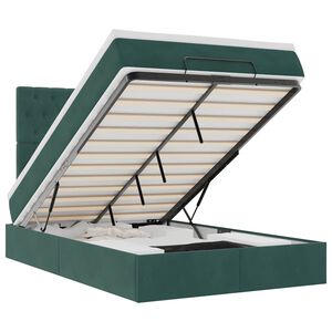 vidaXL Cadru de pat otoman cu saltele, catifea verde &icirc;nchis 120x190cm