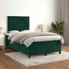 vidaXL Pat box spring cu saltea, verde &icirc;nchis, 120x200 cm, catifea