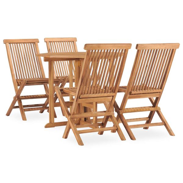 vidaXL Set mobilier de exterior pliabil, 5 piese, lemn masiv de tec