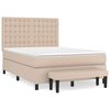 vidaXL Pat box spring cu saltea, cappuccino, 140x200cm piele ecologică