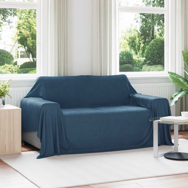 vidaXL Pătura de aruncat Albastru marin 280 x 210 cm Molton