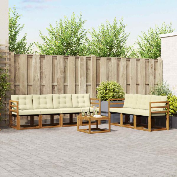 vidaXL Set de canapele de exterior cu pernă 8 pcs Natural și Crem