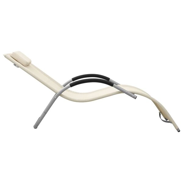 vidaXL Șezlong din textilenă, crem și gri