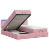 vidaXL Pat Ottoman cu Saltea și LED Roz 180 x 200 cm Catifea