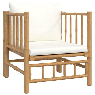 vidaXL Set mobilier de grădină, cu perne alb crem, 8 piese, bambus