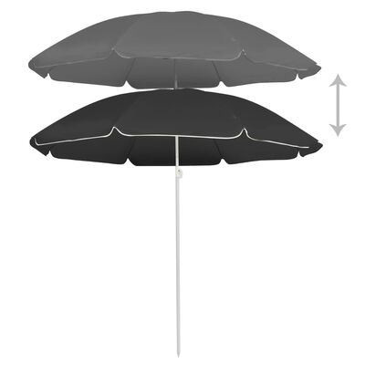 vidaXL Umbrelă de soare exterior, stâlp din oțel, antracit, 180 cm