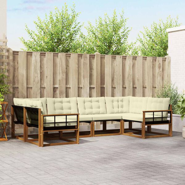 vidaXL Set de canapele de exterior cu pernă 6 pcs Natural și Crem