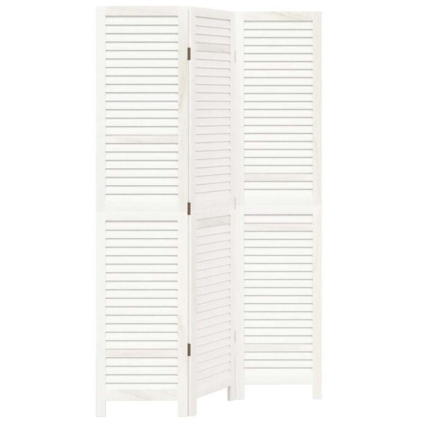 vidaXL Paravan cameră 3 panouri, alb, lemn masiv paulownia