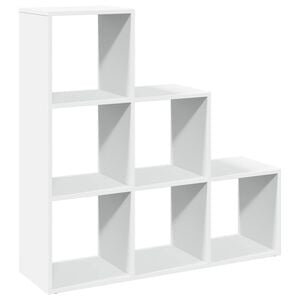 vidaXL Bibliotecă separatoare de cameră cu 3 niveluri, albă, 99x29x99 cm, lemn stratificat