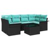 vidaXL Set de canapele pentru grădină cu pernă 7 pcs Negru poliratan