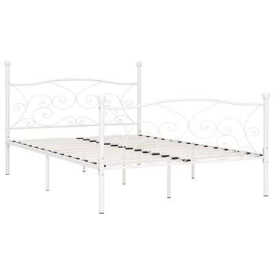 vidaXL Cadru de pat cu bază din șipci, alb, 160 x 200 cm, metal