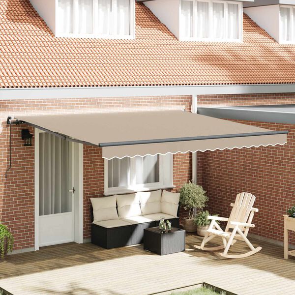vidaXL Cortina Retractabilă Manual Bej 400 &times; 300 cm Poliester și oțel