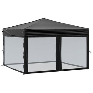 vidaXL Cort pliabil pentru petrecere, pereți laterali, negru, 3x3 m