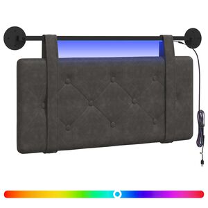vidaXL Tăblie de pat suspendată Cu lumină LED Negru PU antic