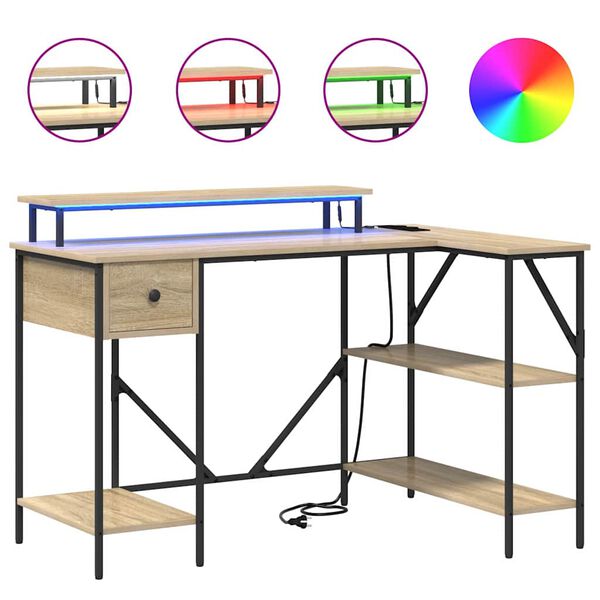 vidaXL Birou cu sertar Stejar Sonoma 120 x 79 x 86,5 cm Lemn compozit