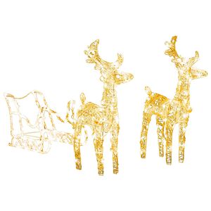 vidaXL Decorațiune de Crăciun reni și sanie 160 LED-uri 130 cm acril