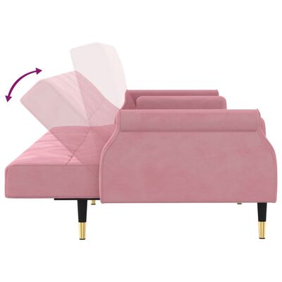 vidaXL Canapea extensibilă cu perne, roz, catifea