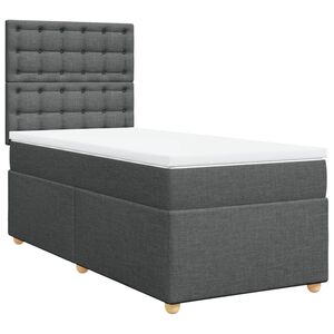 vidaXL Pat box spring cu saltea, gri &icirc;nchis, 80x200 cm, textil
