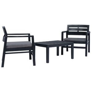 vidaXL Set mobilier de grădină, 3 piese, antracit, plastic