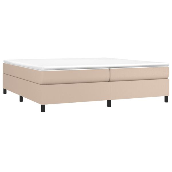 vidaXL Pat continental cu saltea, cappuccino, 200x200 cm, piele eco