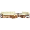 vidaXL Set de canapele de exterior cu pernă 6 pcs Natural și Crem